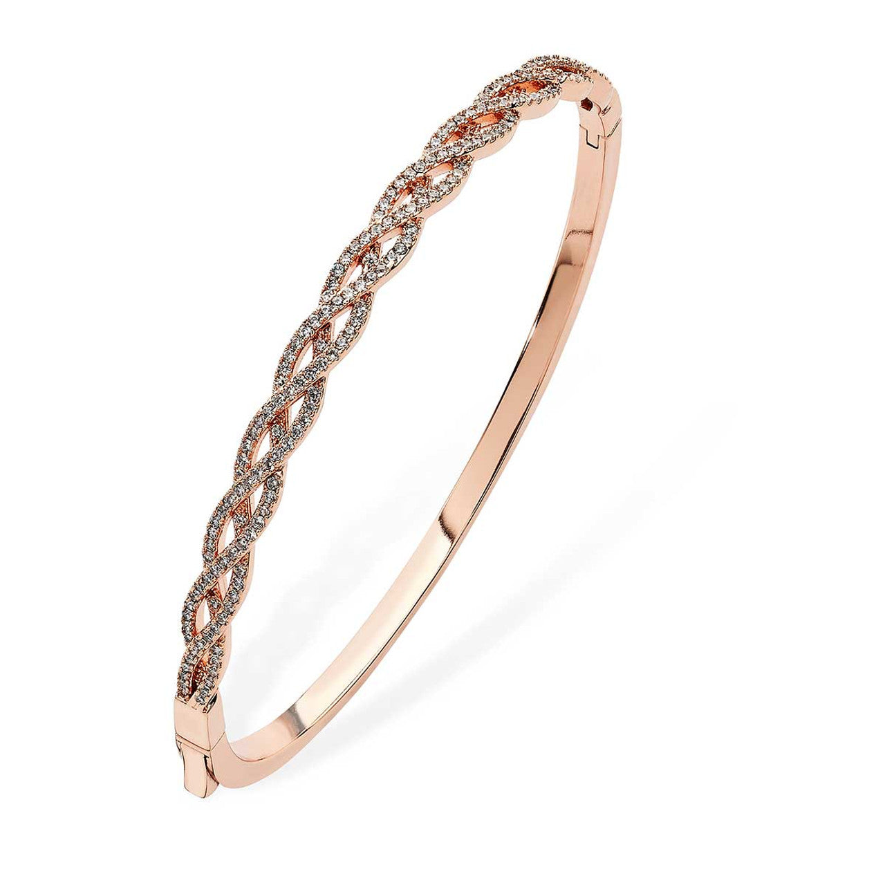 Pave Wave Bangle Rose Gold