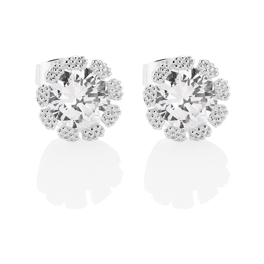 Newbridge Flower Earrings Clear Stone