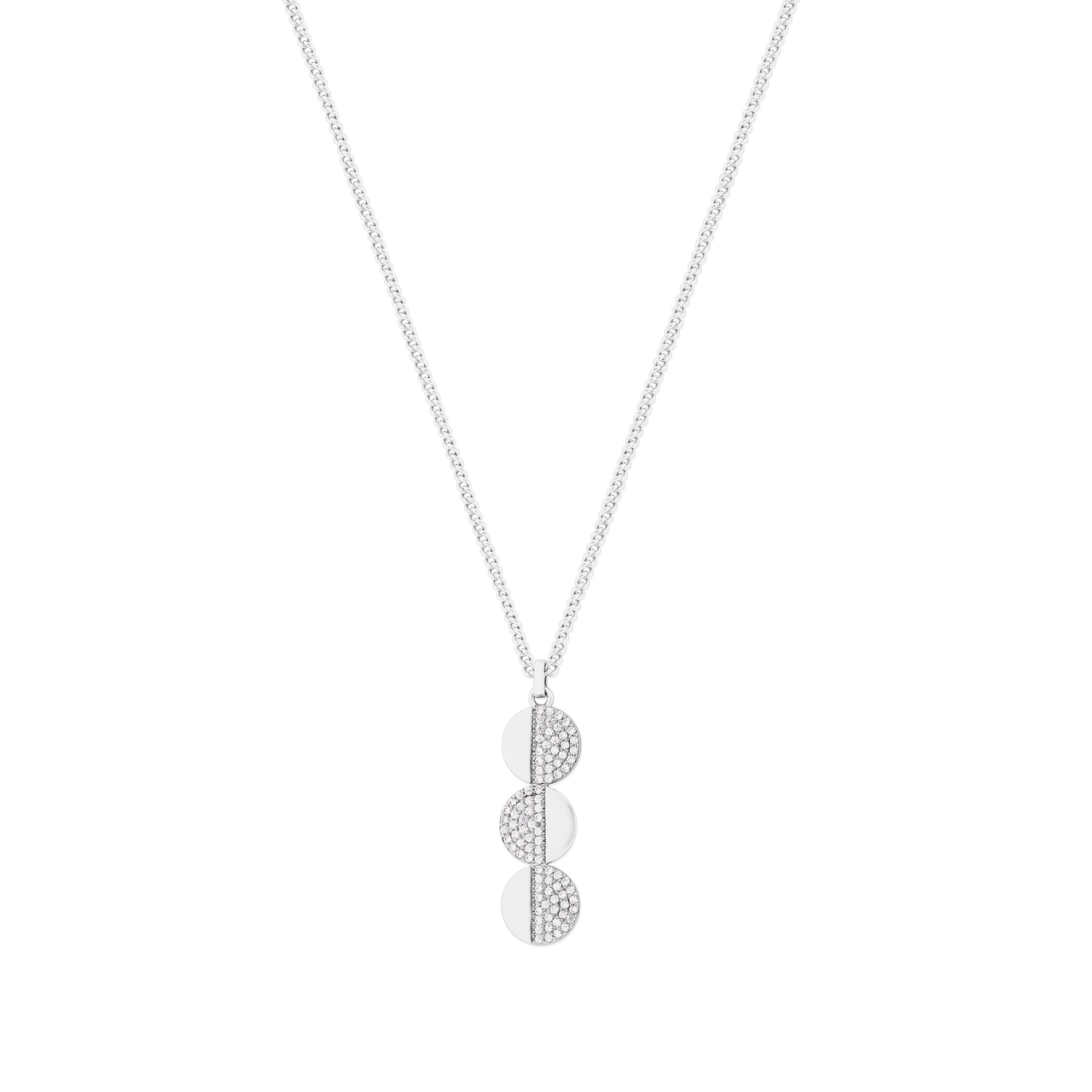 Circle Pave Silver 3 Circle Pendant