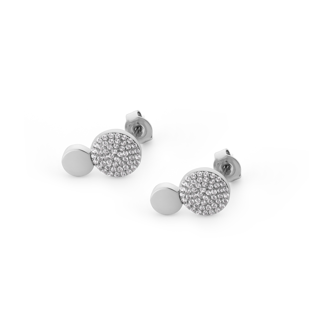 Circle Pav Silver 2 Circle Earrings