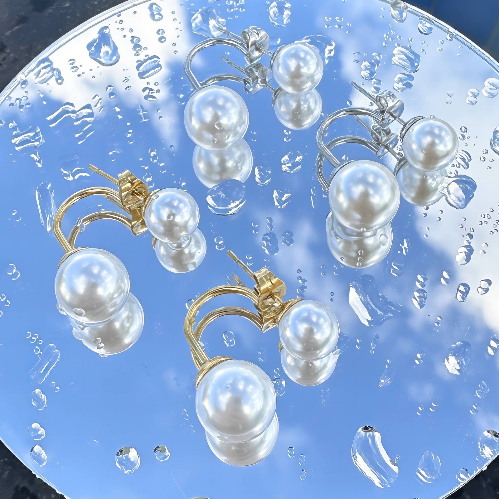 Earrings, 18K Gold Plated Steel