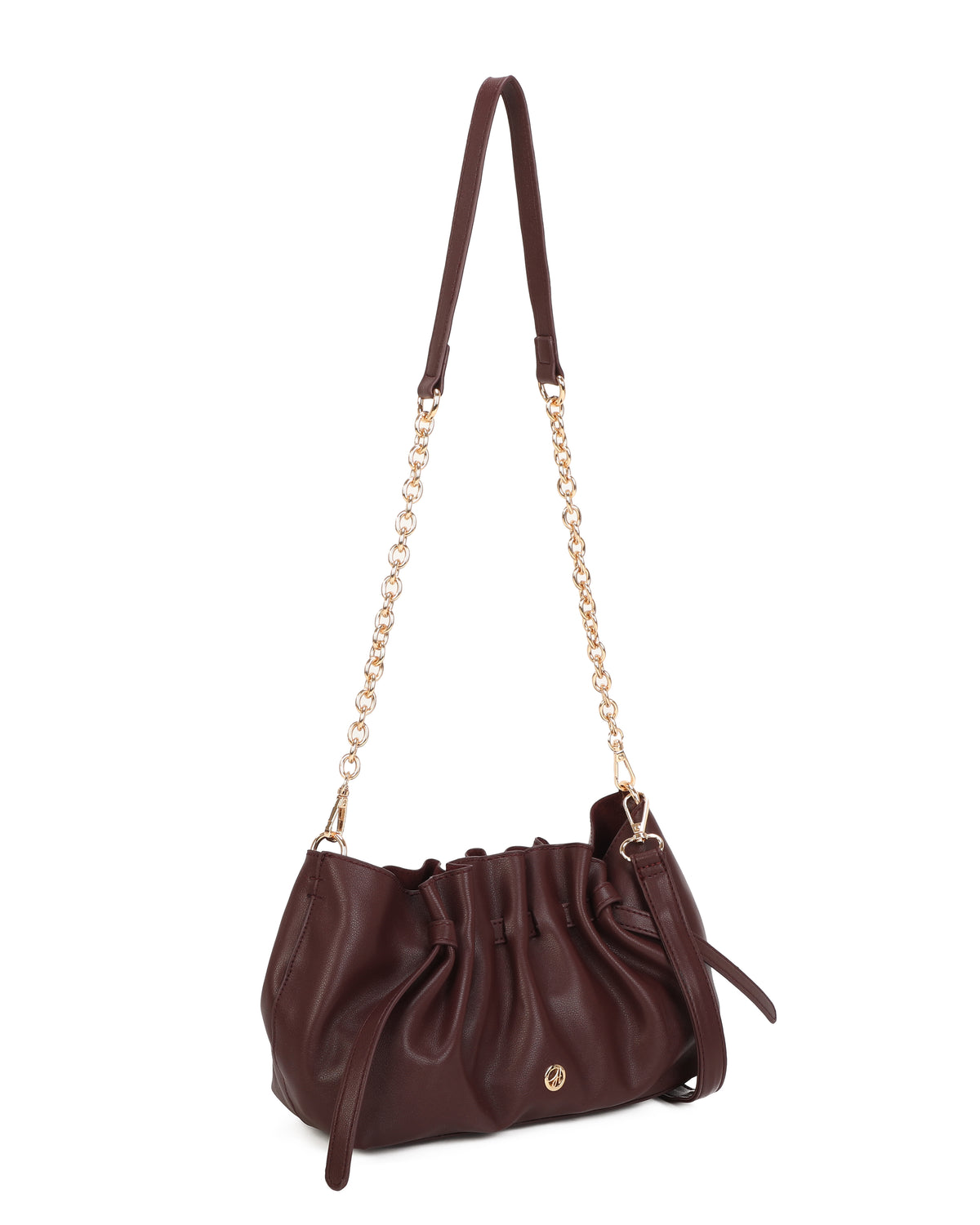 Ivy East/West Pleated Shoulder Bag Burgundy