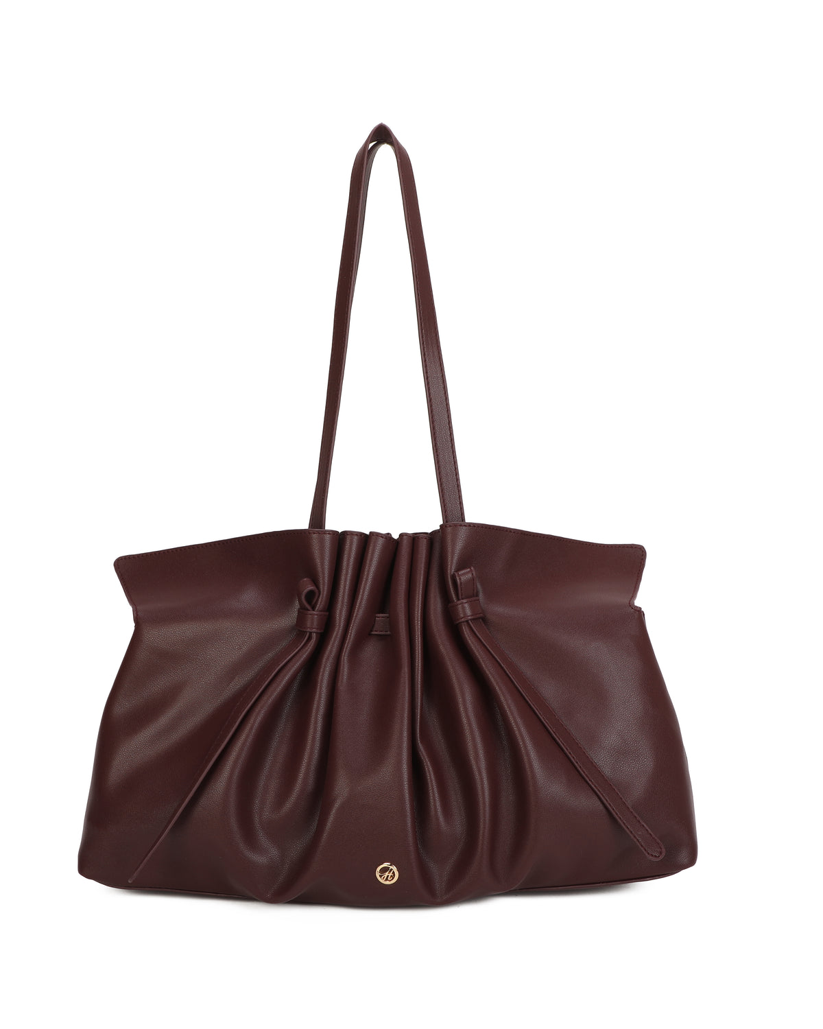 Ivy East/West Pleated Shopper Bag Burgundy
