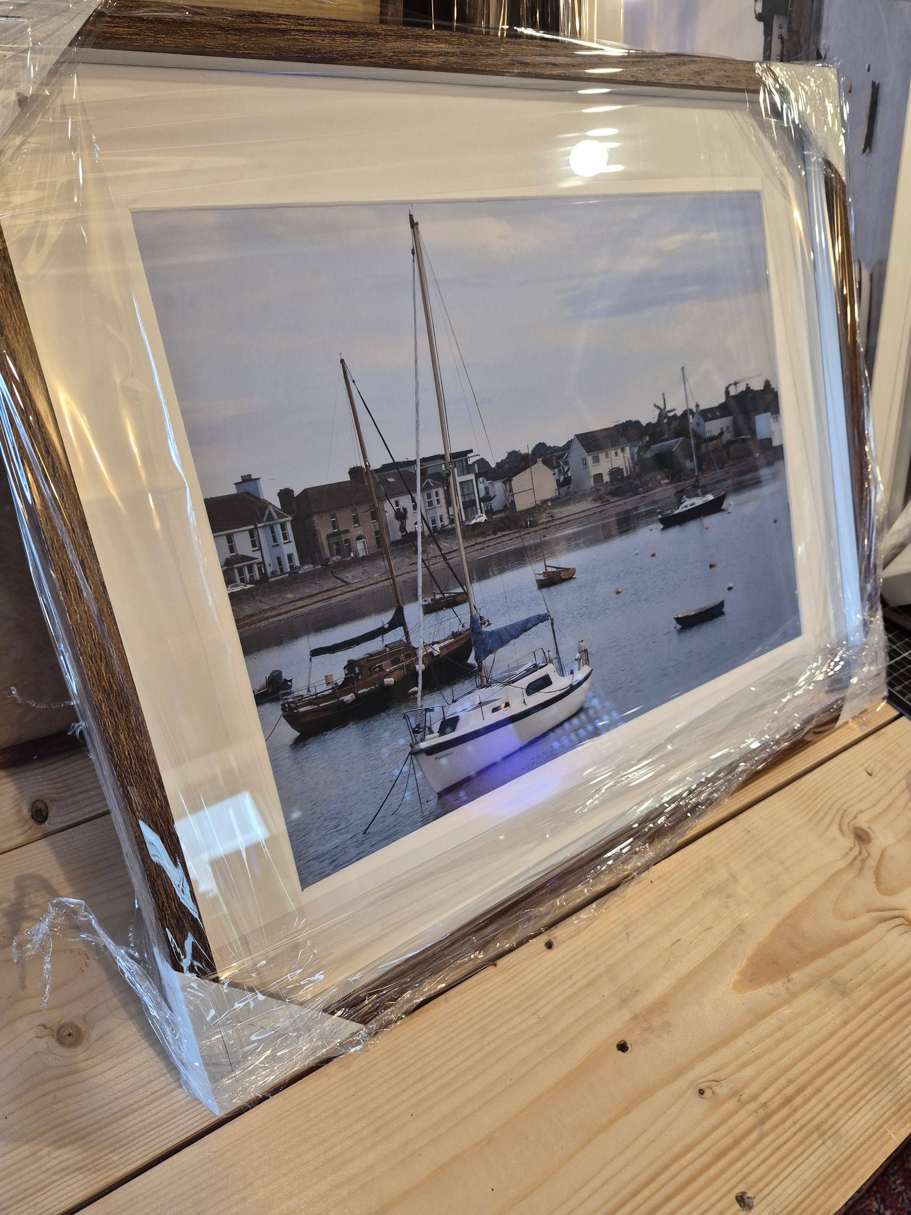 Skerries Harbour Stillness | Hand-Signed Framed Fine Art Print Oak