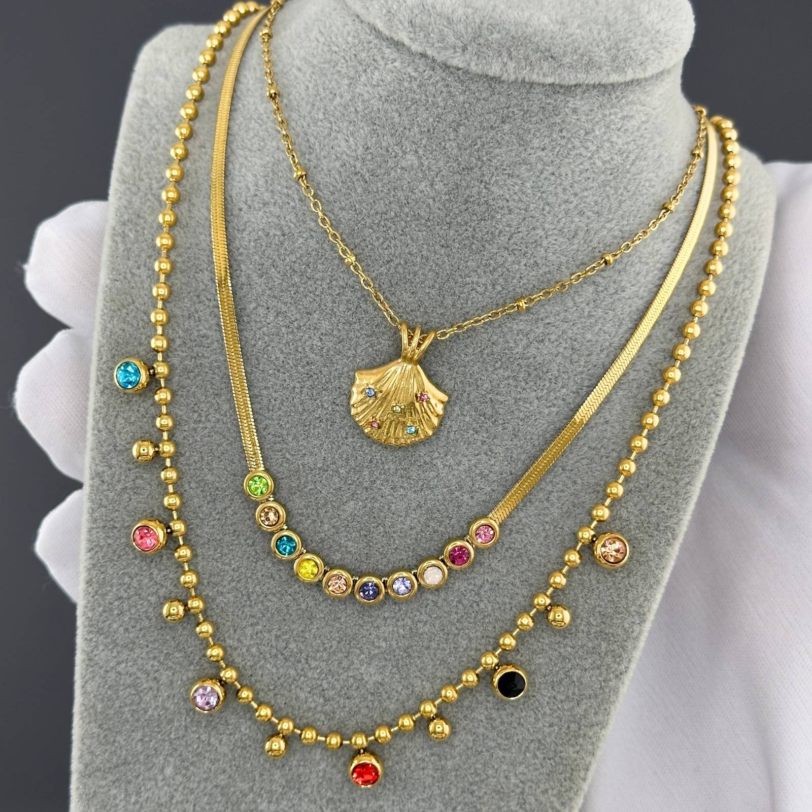 Necklace, 18K Gold Plated Steel