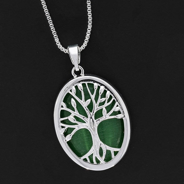 Equilibrium Moonstone Tree Life Silver Plated Necklace