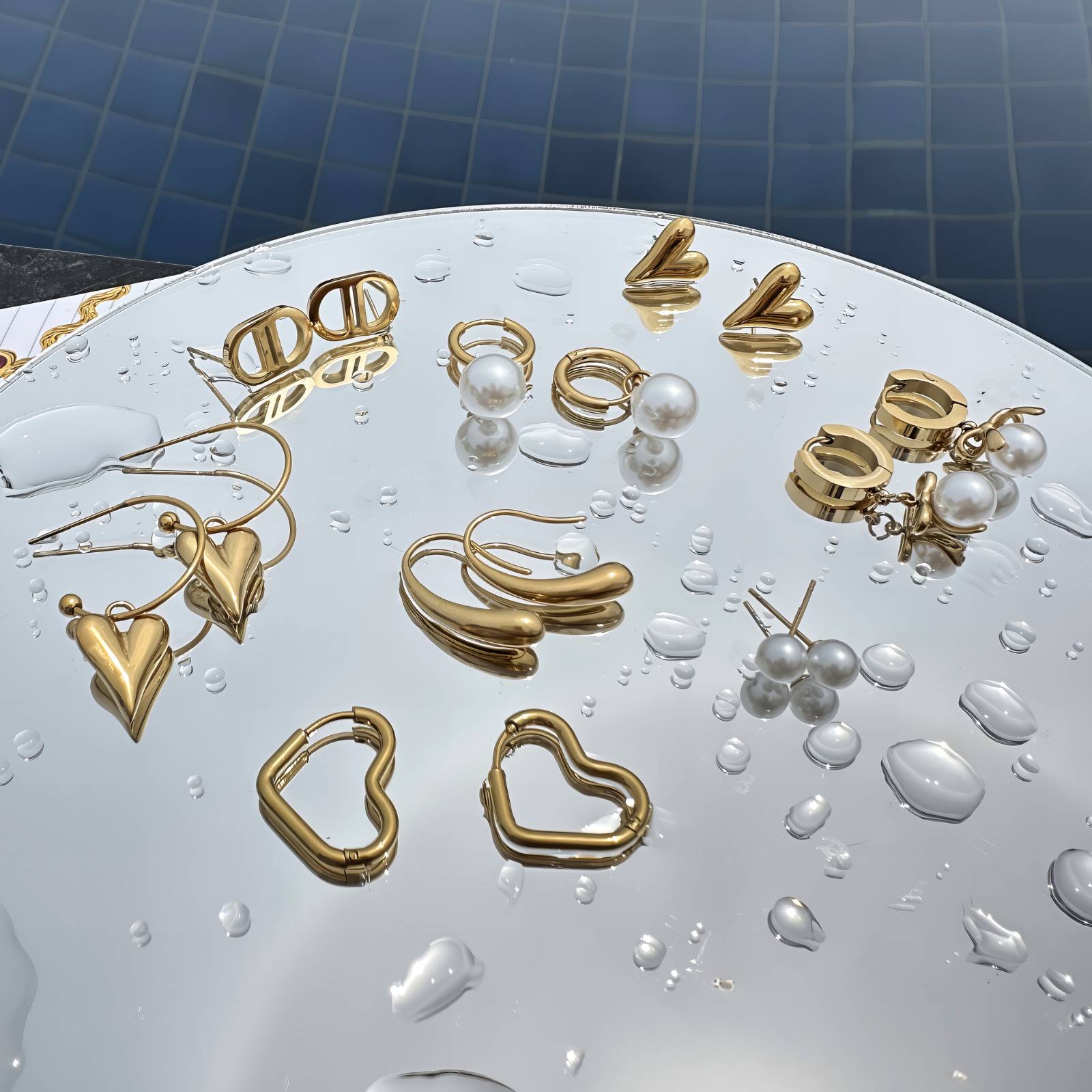 Drop Earrings 18K Gold Plated Steel