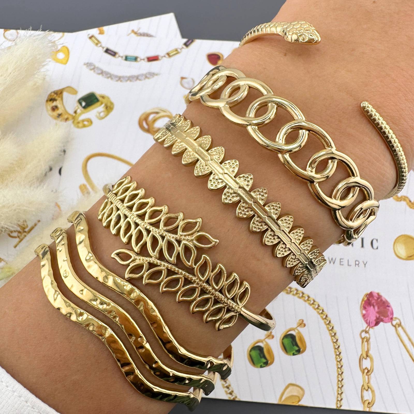 Bracelet, 18K Gold Plated Steel