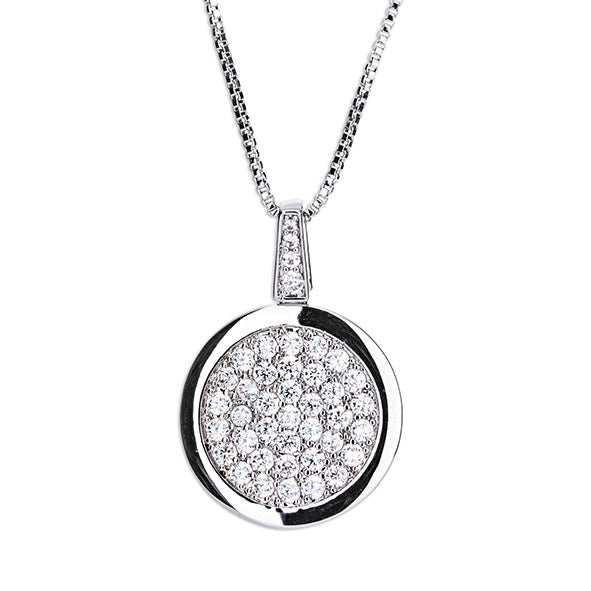 Newgrange Silver Diamante Round Pendant