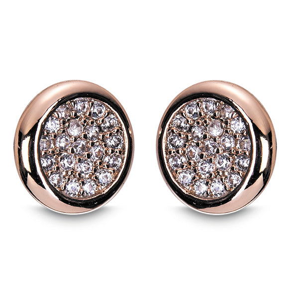 Newgrange Rose Gold Diamante Round Earrings