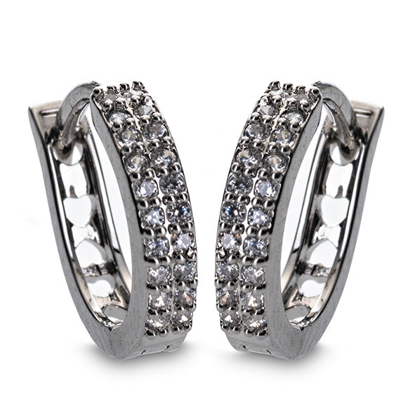 Newgrange Small Silver Diamanté Hoop Earrings