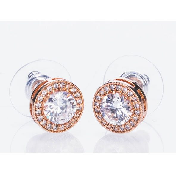 Newgrange Rose Gold White Stone & Diamante Earrings