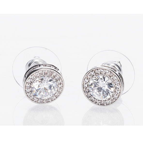 Newgrange Silver White Stone Diamanté Earrings