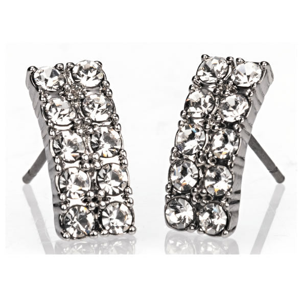 Silver Diamante Bar Earrings