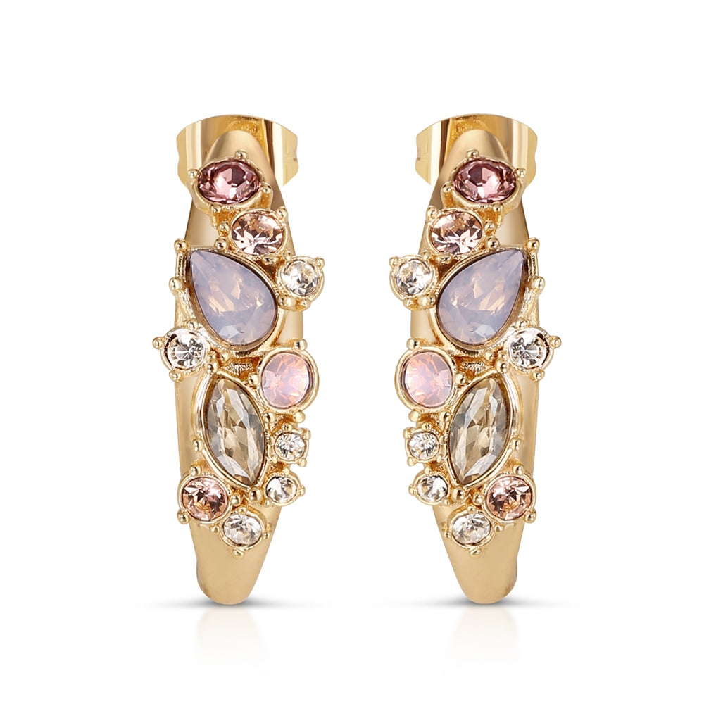 Hoop earrings with mixed stones