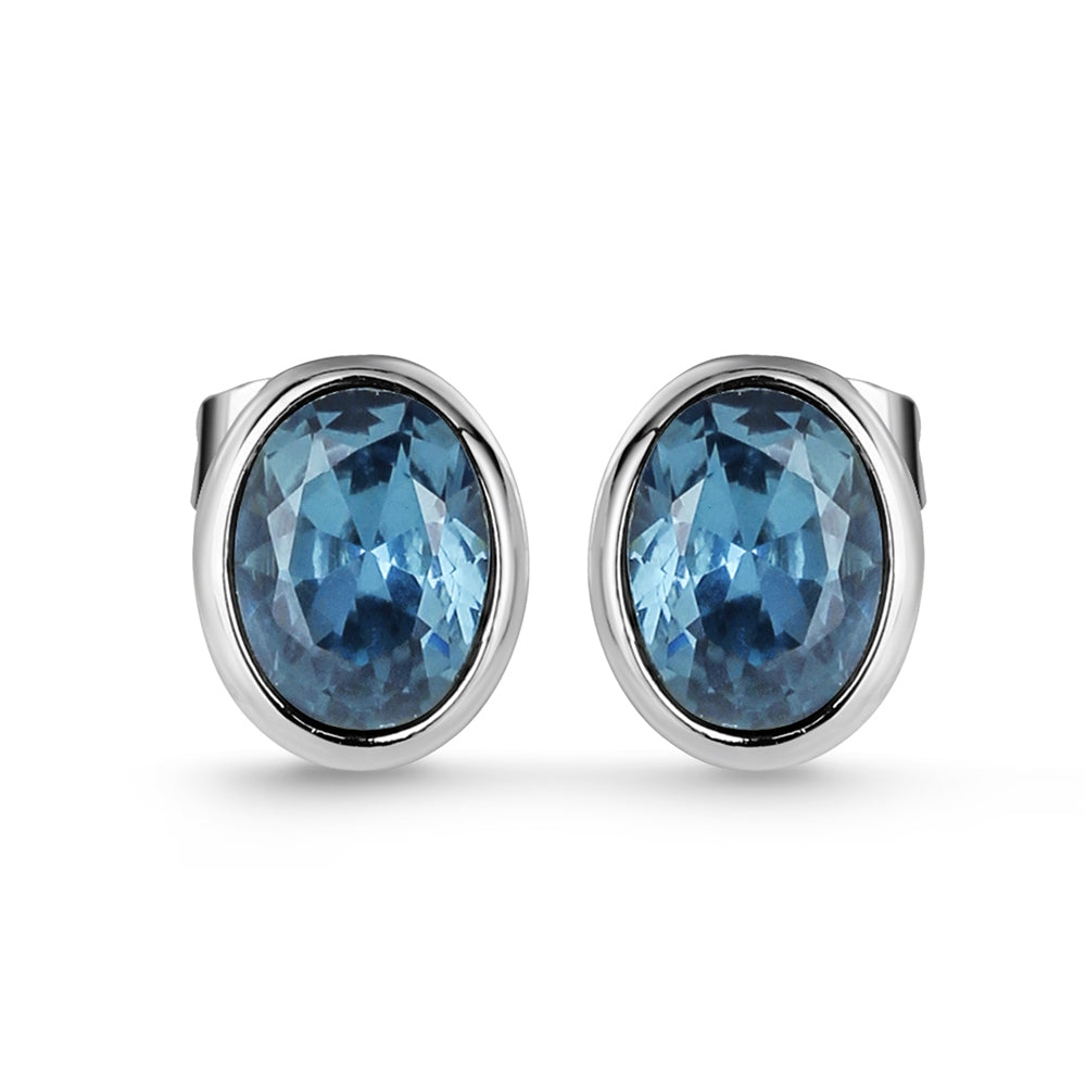 Newbridge Dark Blue Stone Stud Earrings
