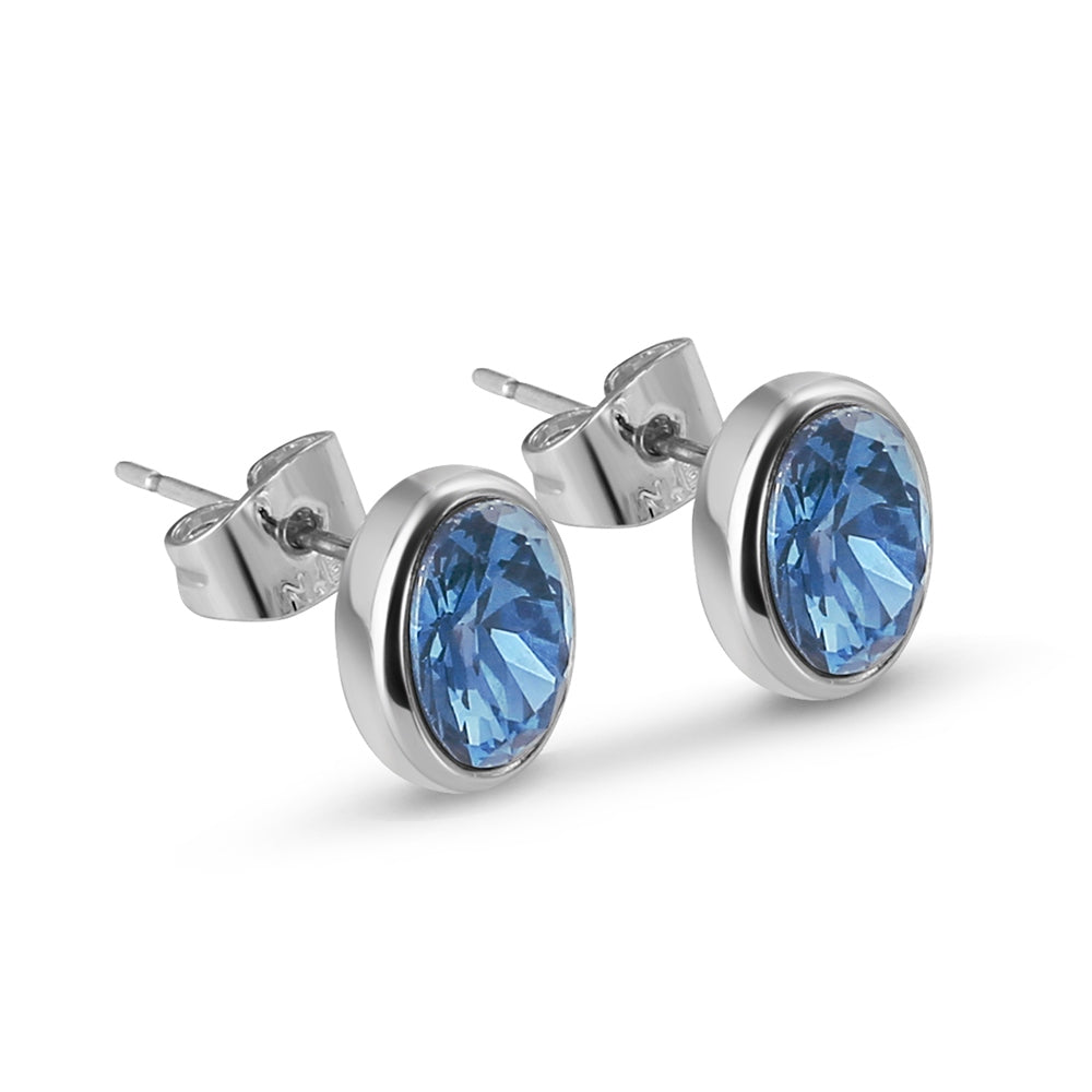 Newbridge Dark Blue Stone Stud Earrings