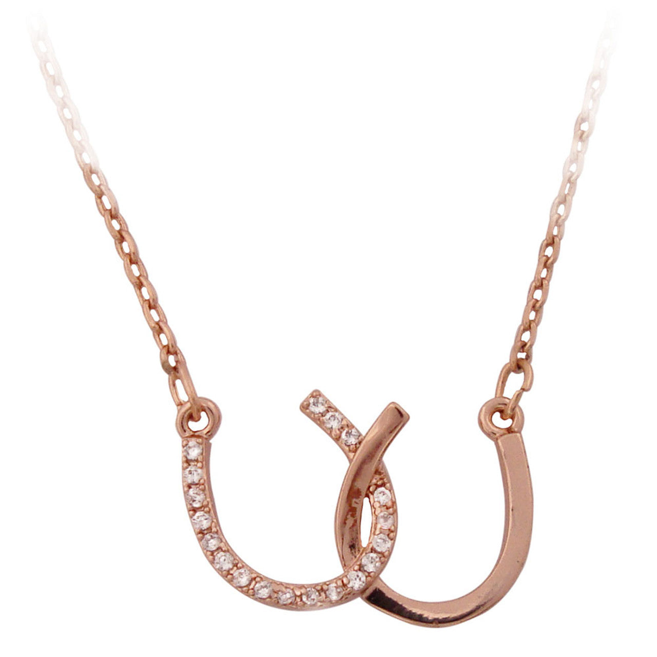 Tipperary Crystal Rose Gold DOUBLE HORSE SHOE PEND