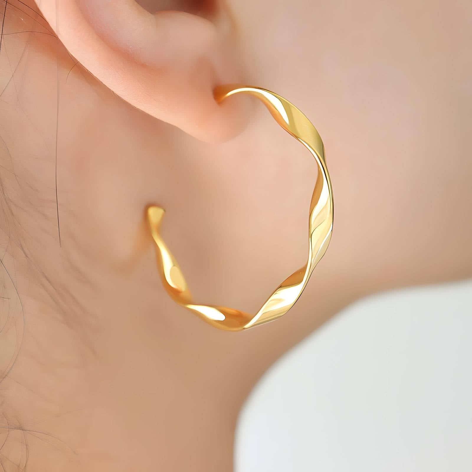 Earrings, 18K Gold Plated Steel