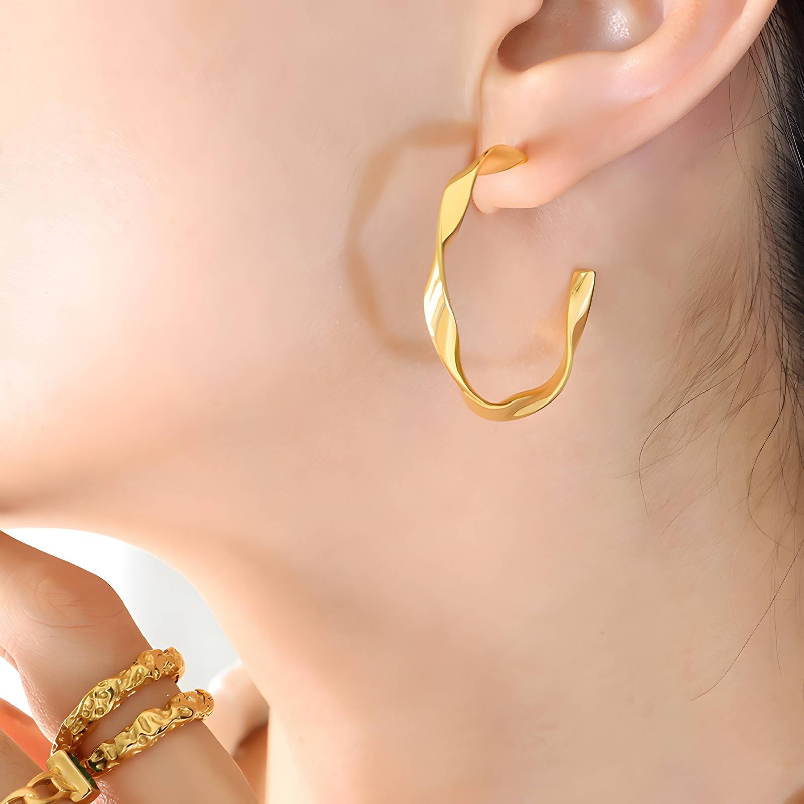 Earrings, 18K Gold Plated Steel