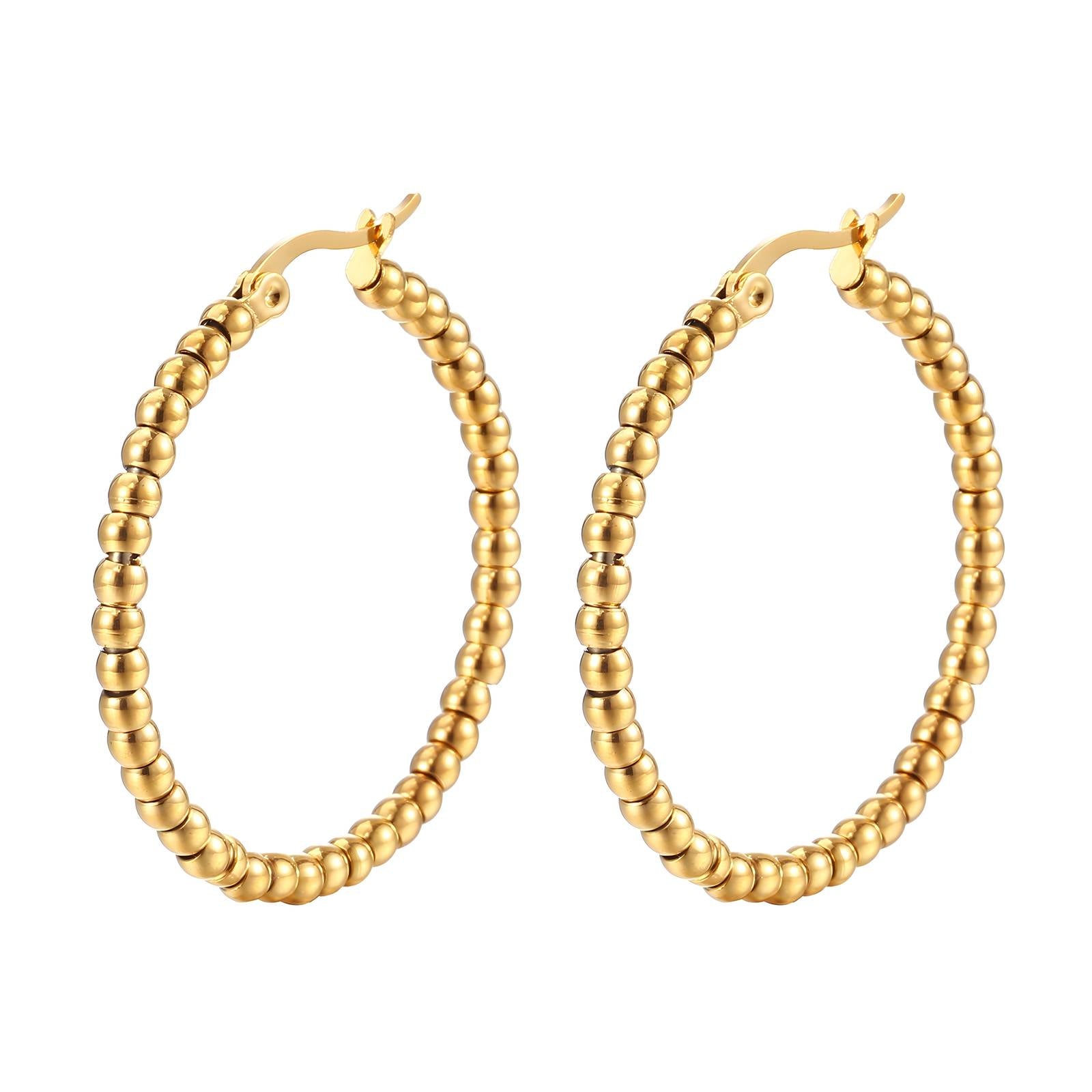 Earrings, 18K Gold Plated Steel