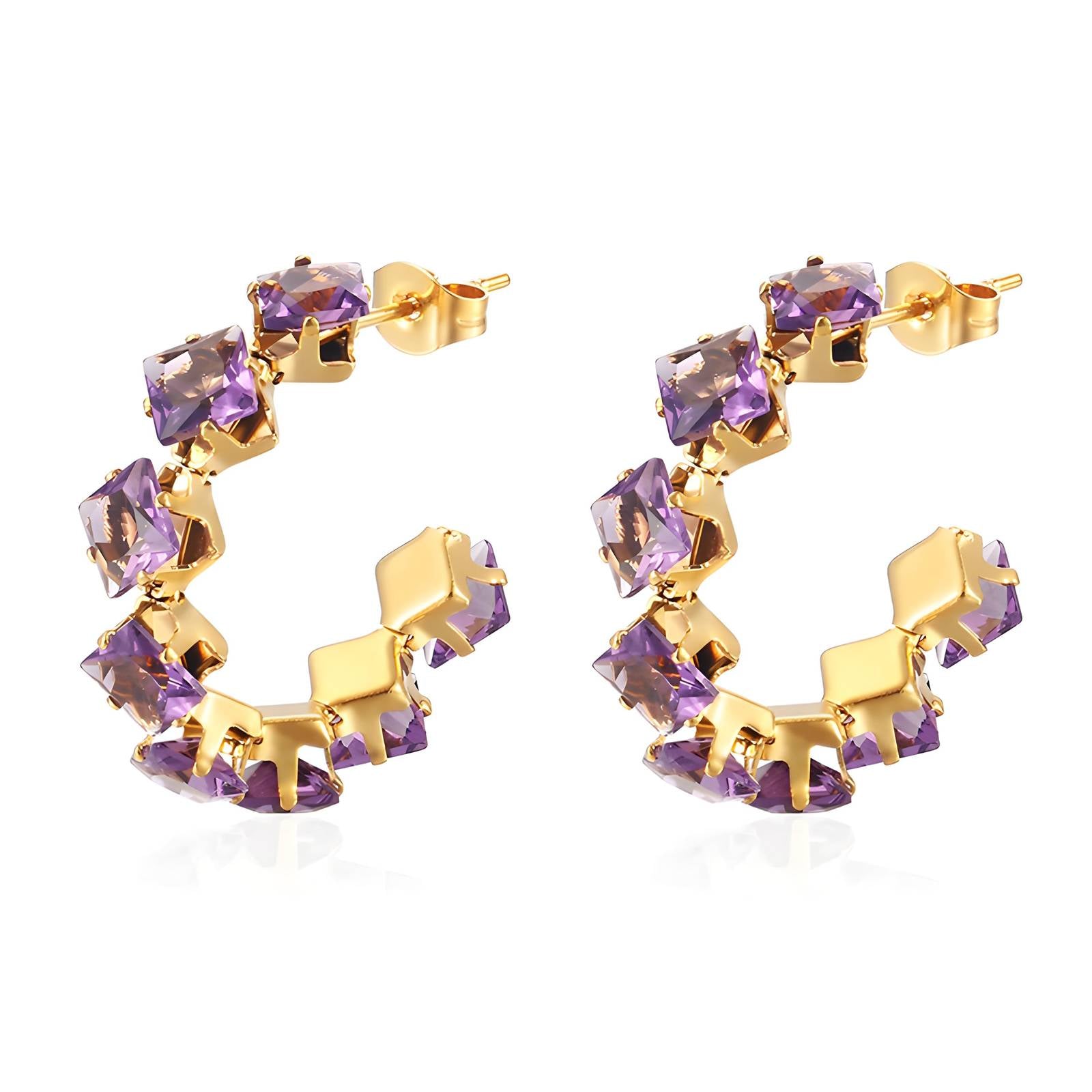 Earrings, 18K Gold Plated Steel
