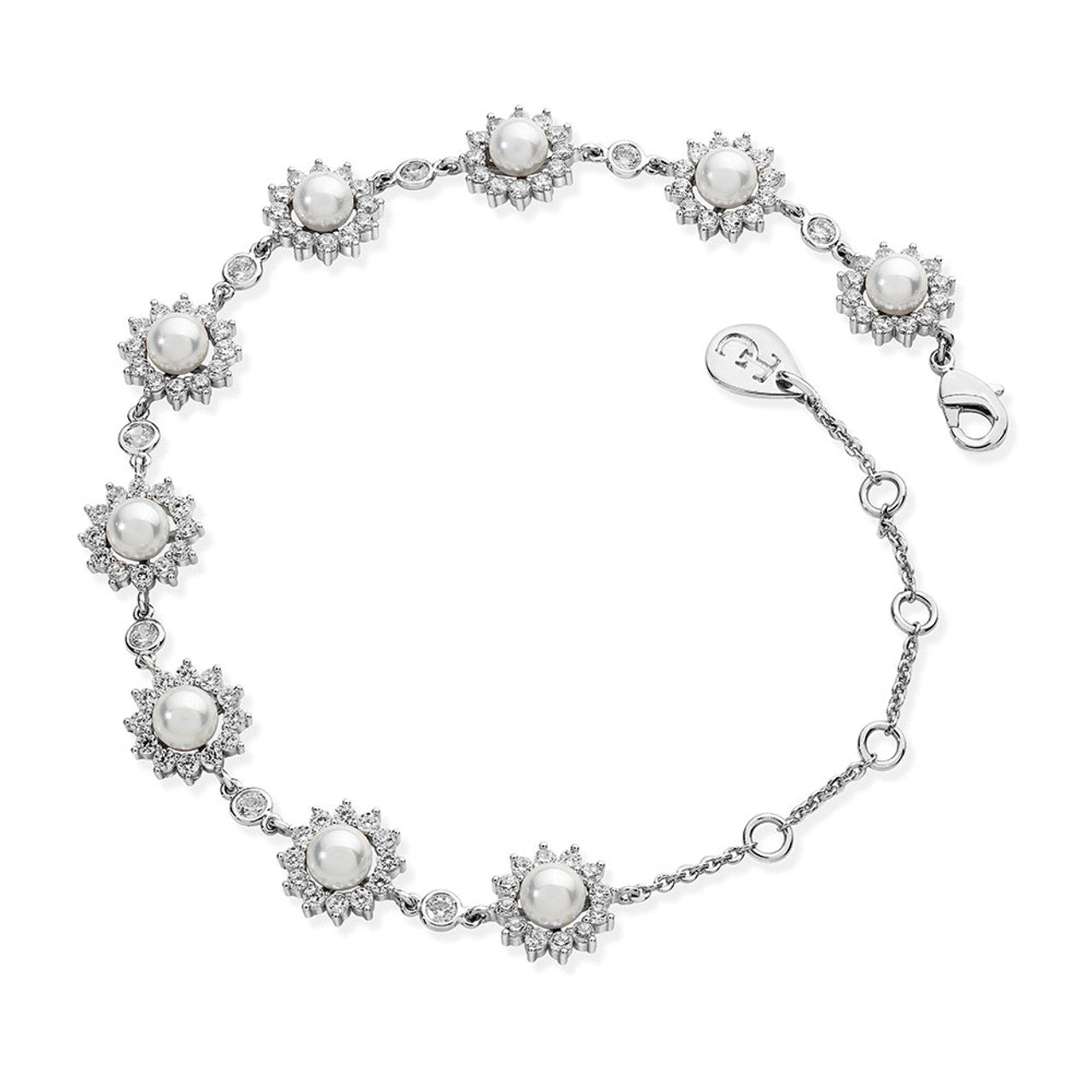 SILVER ANTIQUE DAISY PEARL BRACELET