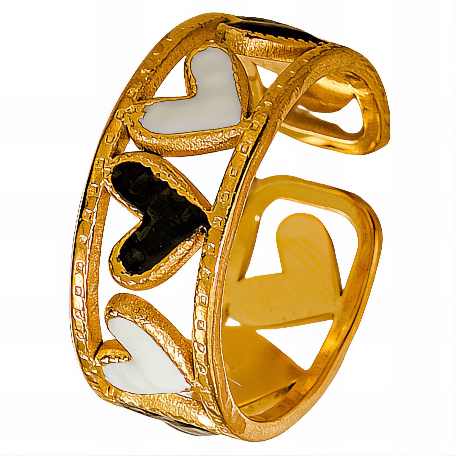 Hearts Ring, 18K Gold Plated Steel