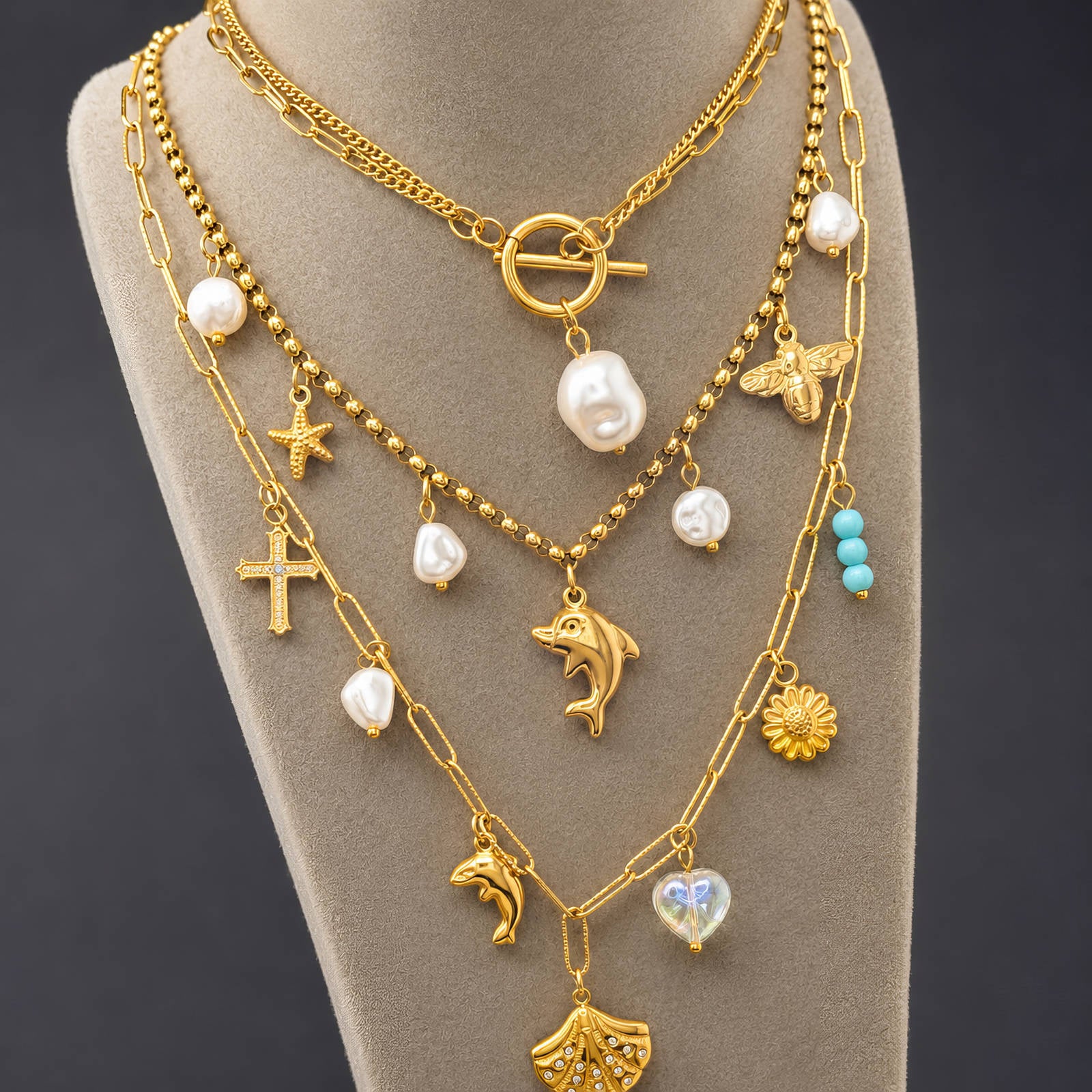 18K Gold Plated Dolphin Charm Necklace