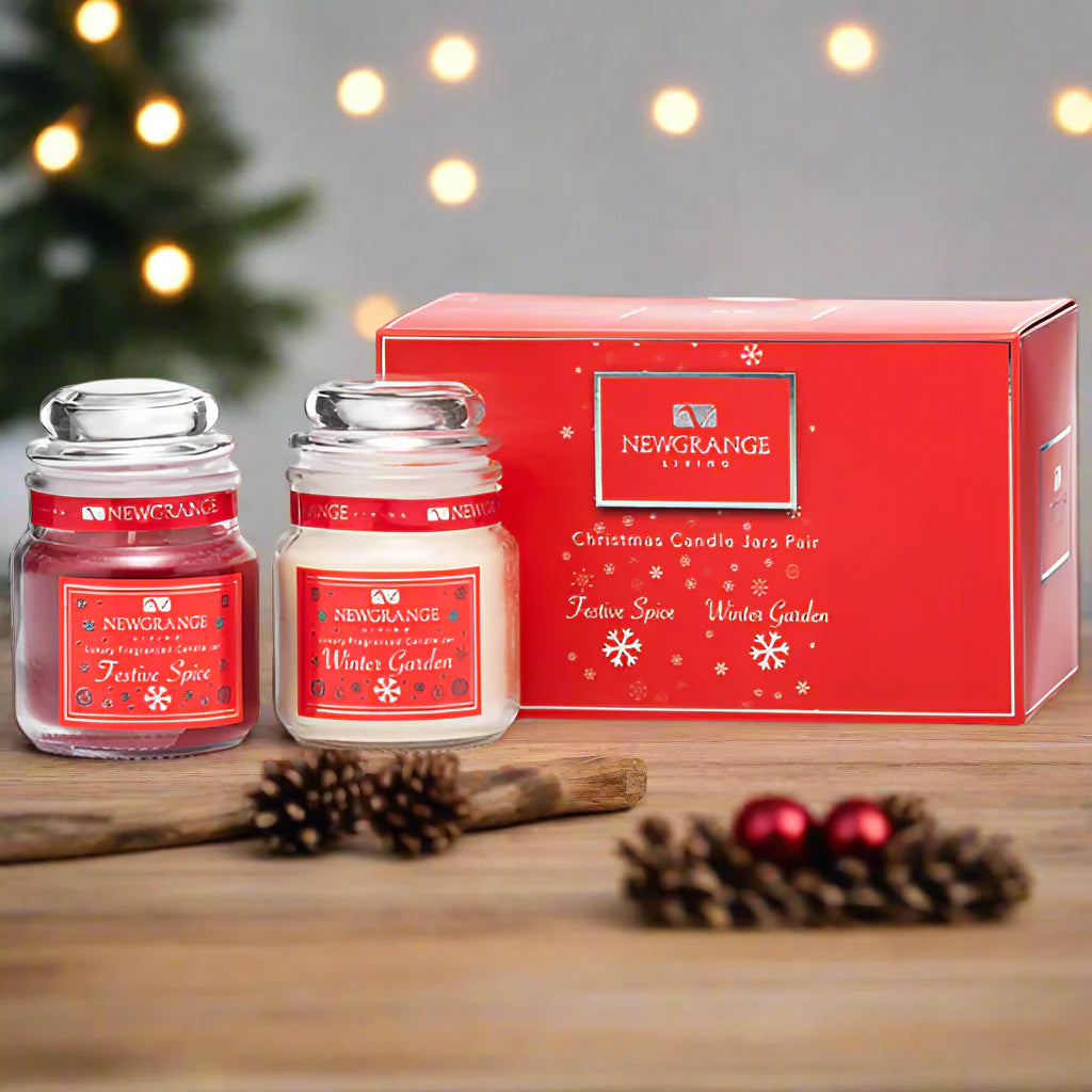Christmas candle jars pair