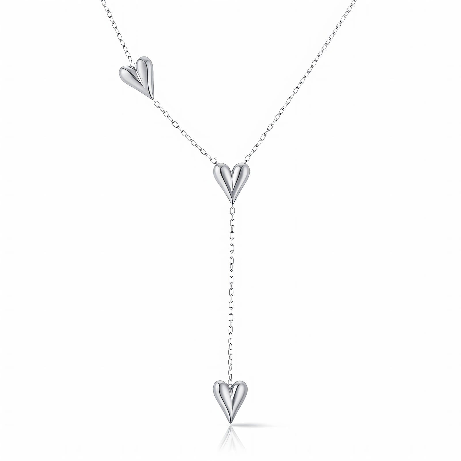 Stainless Steel Triple Heart Drop Necklace