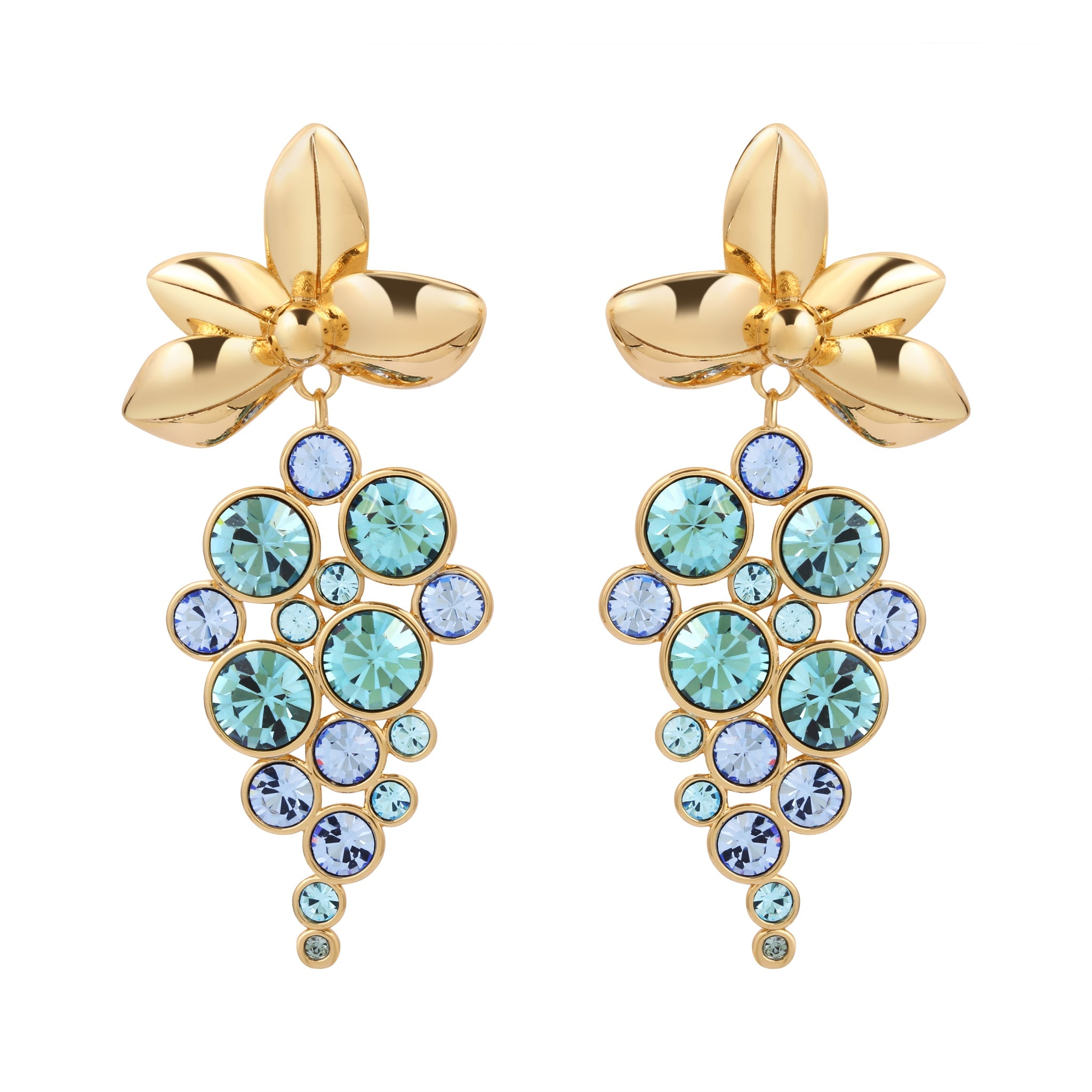 New Gold Plated Blue Crystal Earrings