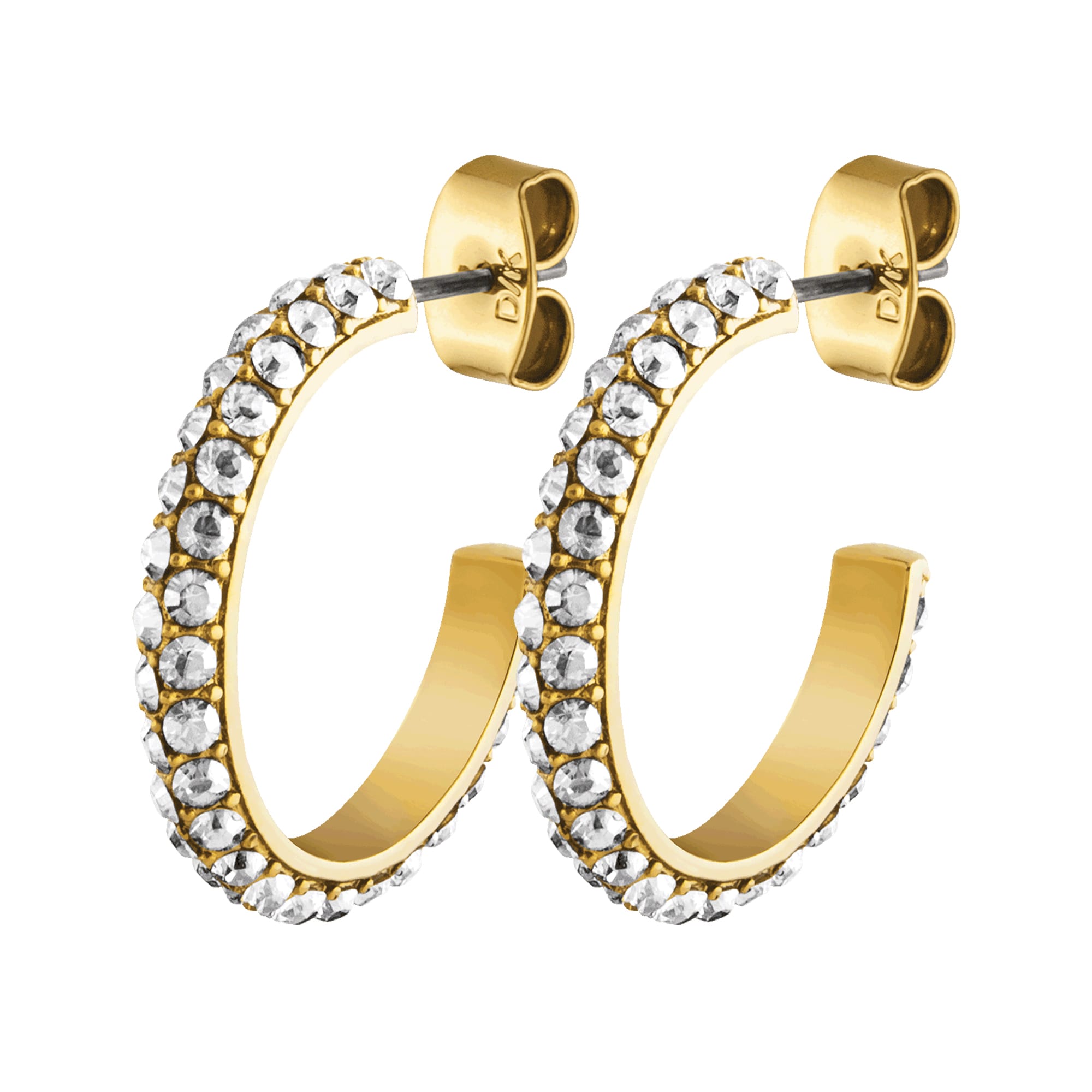 Small Gold Diamante Open Hoop Earrings