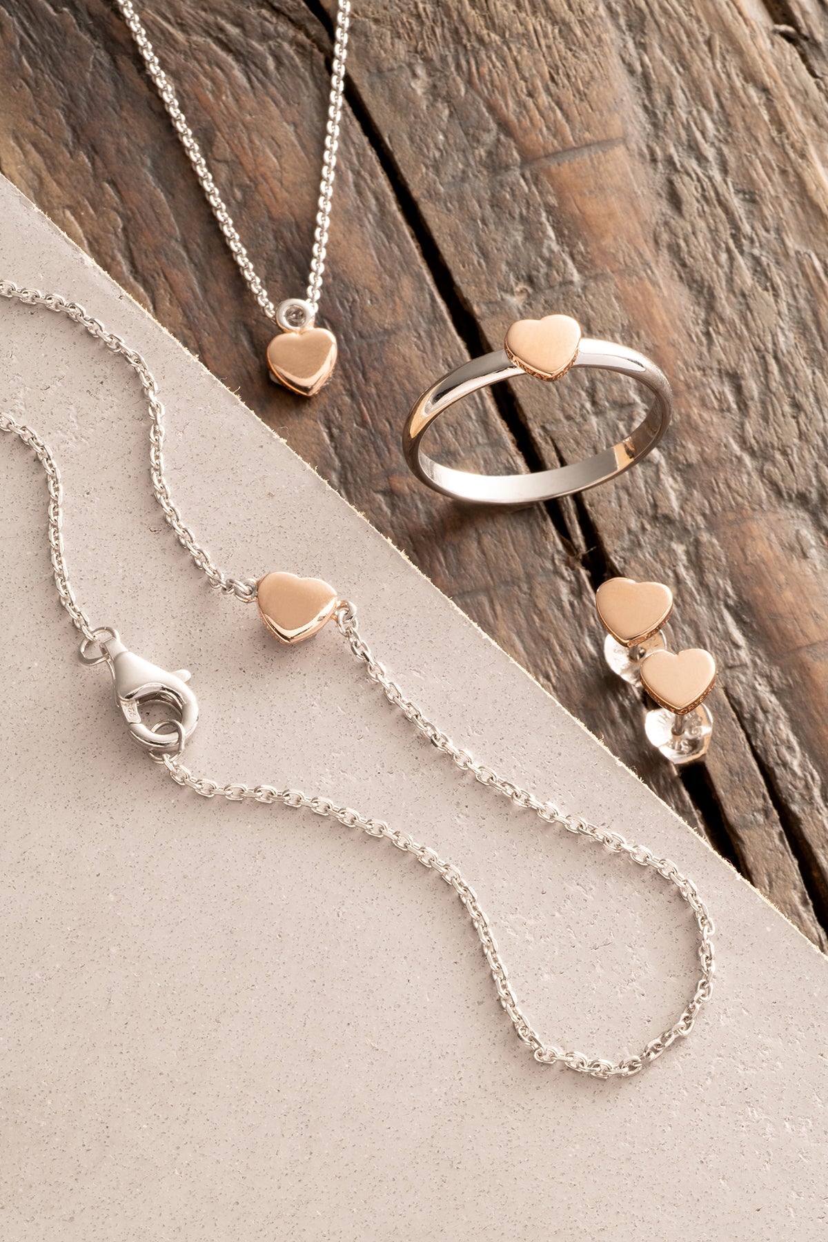 Rose gold heart earrings
