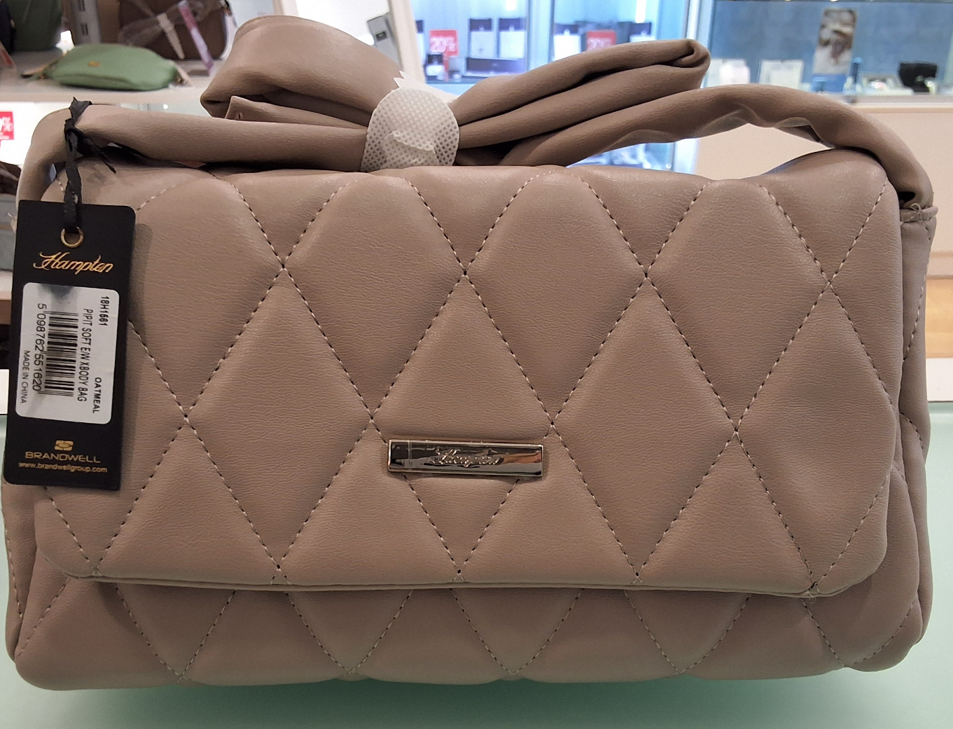 Hampton Pipit Soft Crossbody Bag Oatmeal and Black