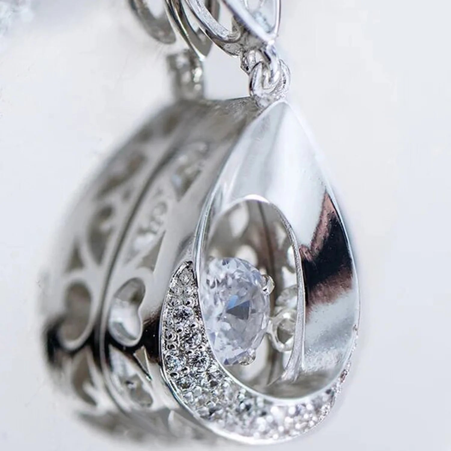 Teardrop Pendant with Clear Stones