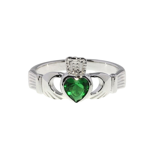 Cailín Claddagh Ring Green Stone