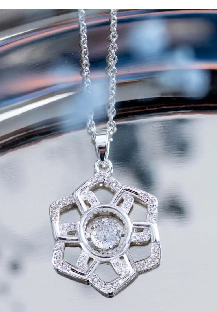 Flower Pendant with Clear Stones