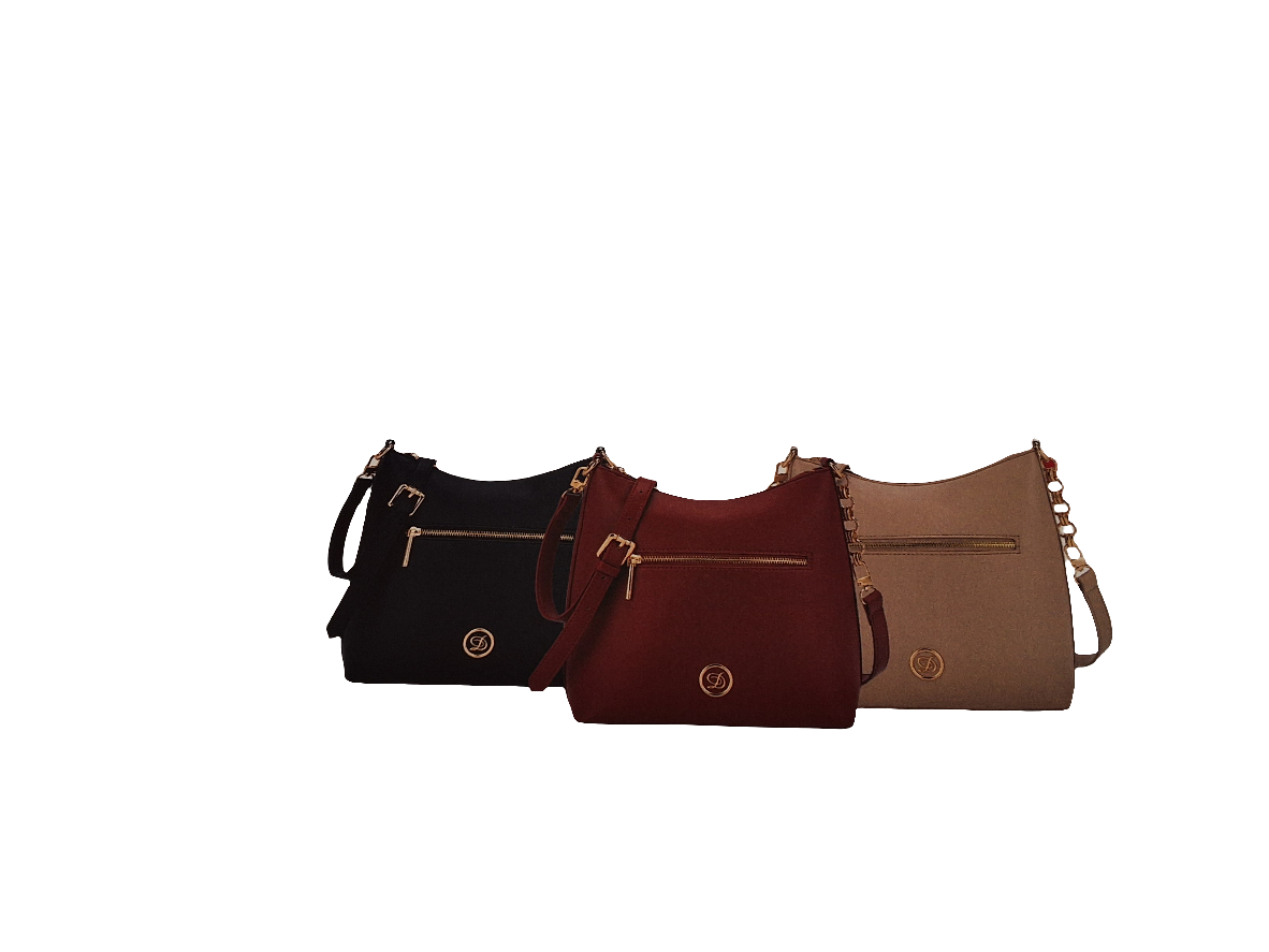 Aspen Curved Zip Crossbody Bag Rust, Natural, Black