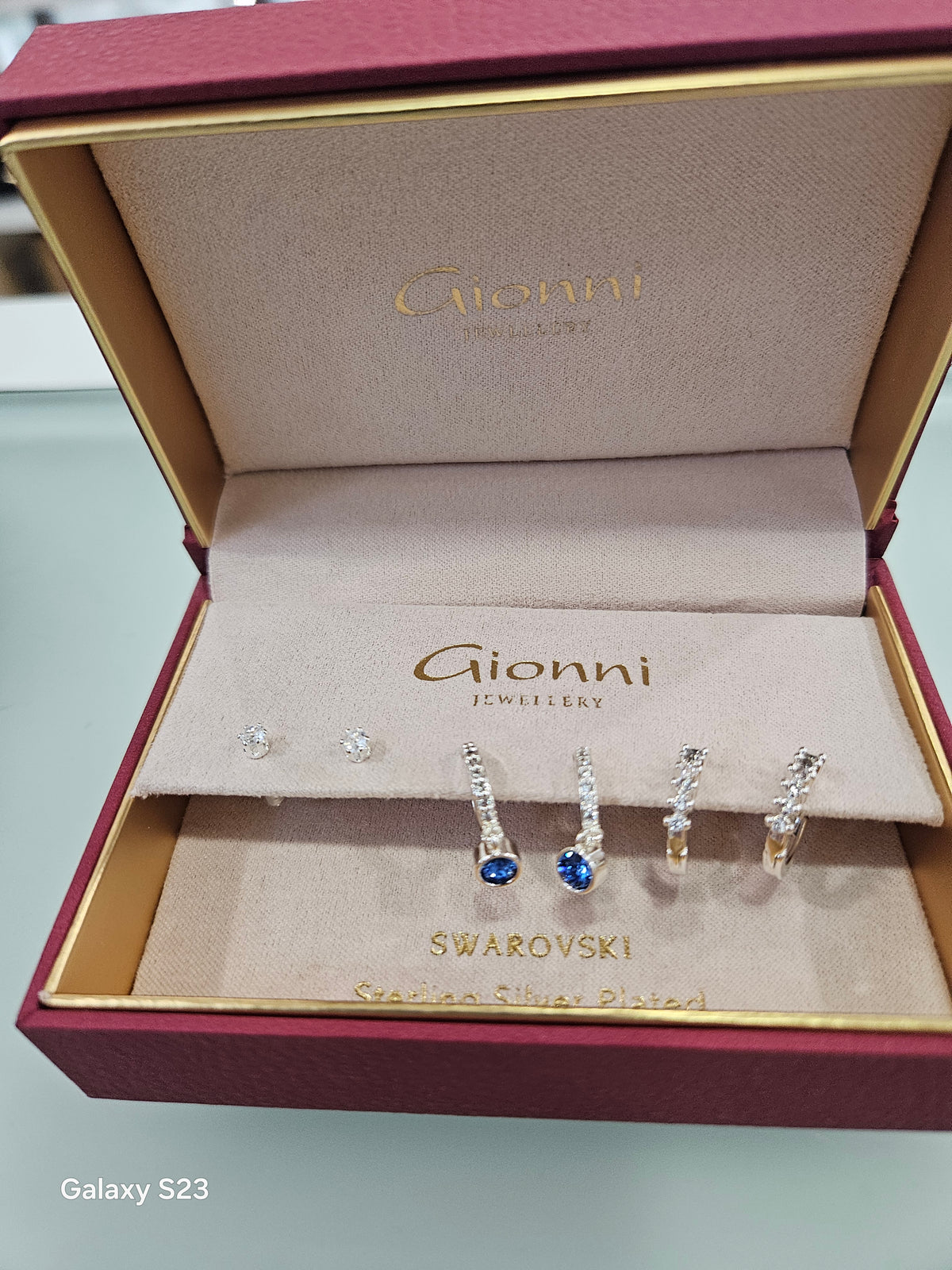 Sapphire Frop Hoop & Stud Set of 3 Earrings