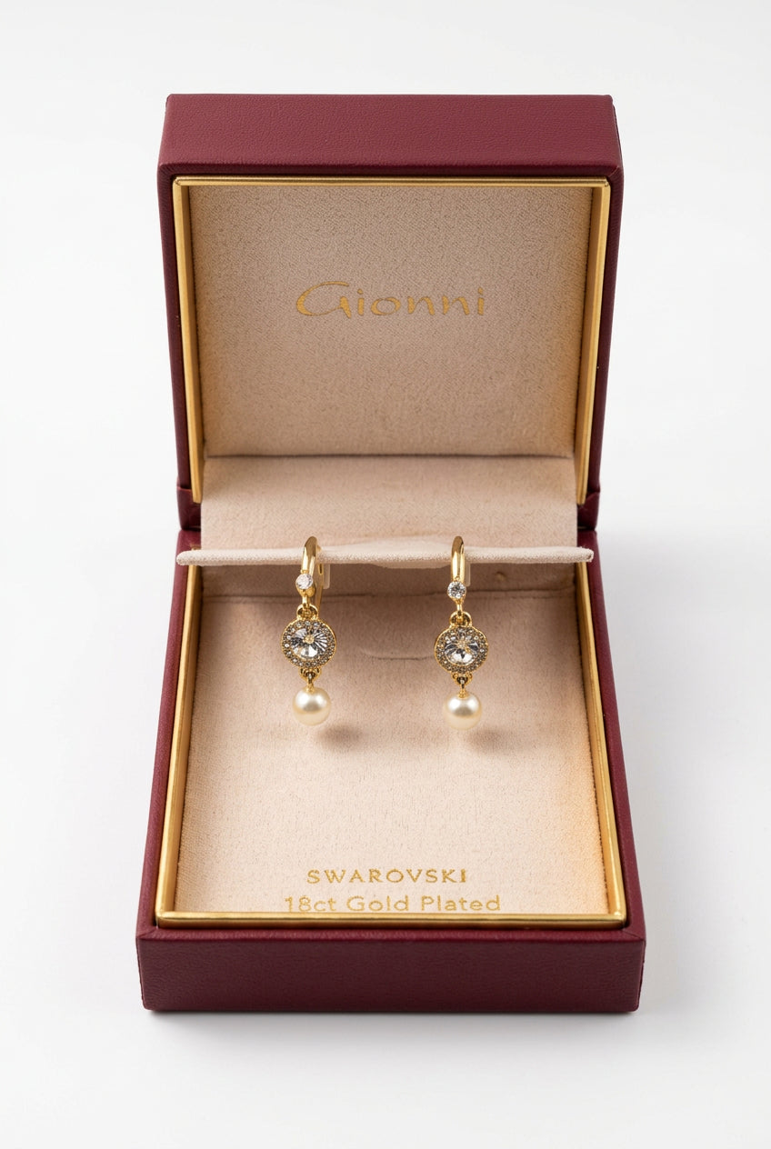 Goldplated drop pearl earrings