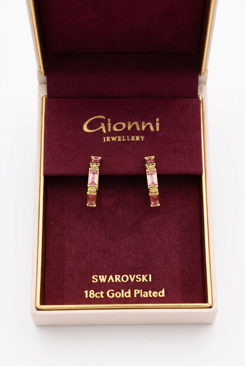 Baguette crystle hoop earrings