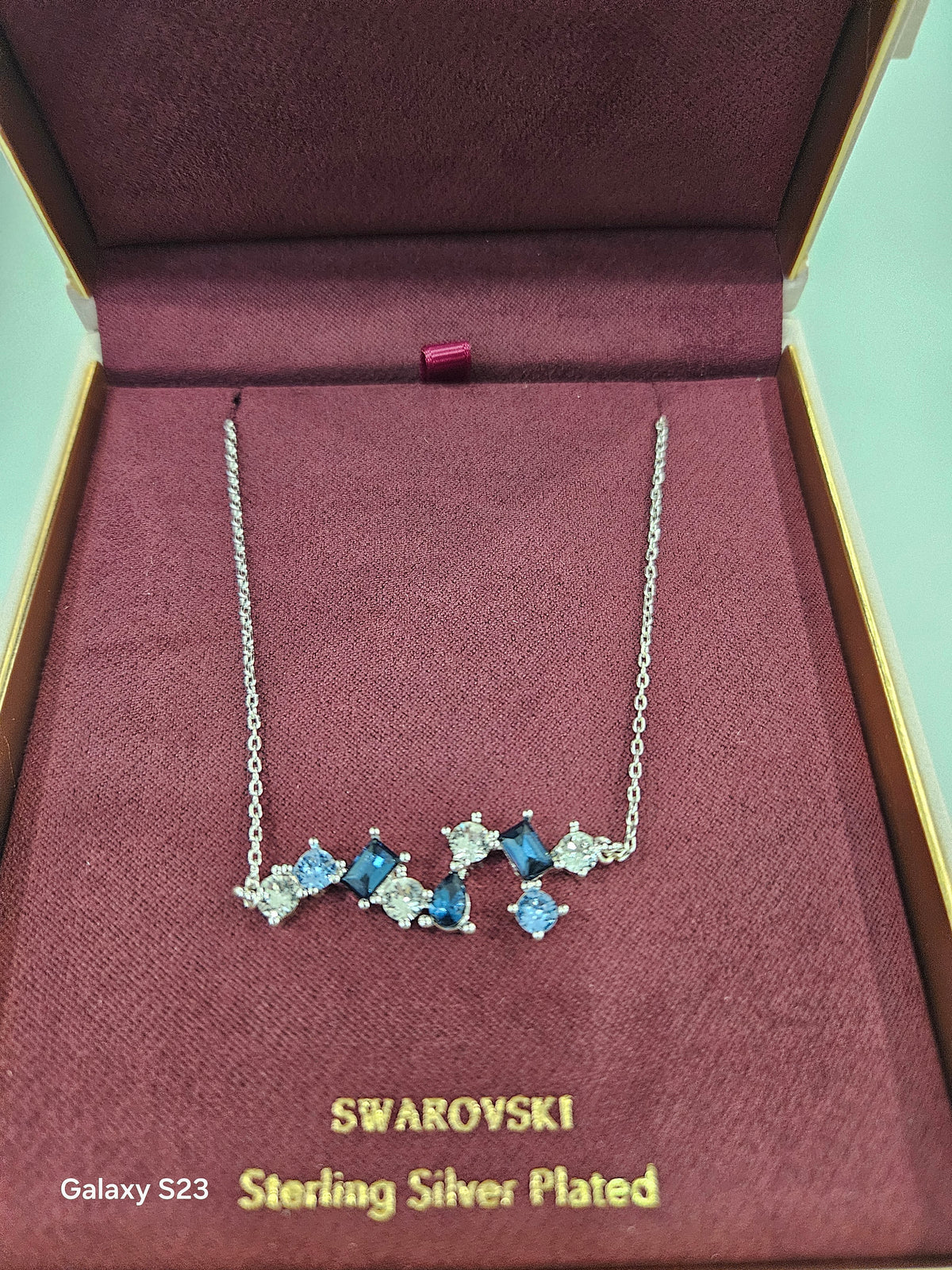 Blue Cluster Crystal Station Necklace