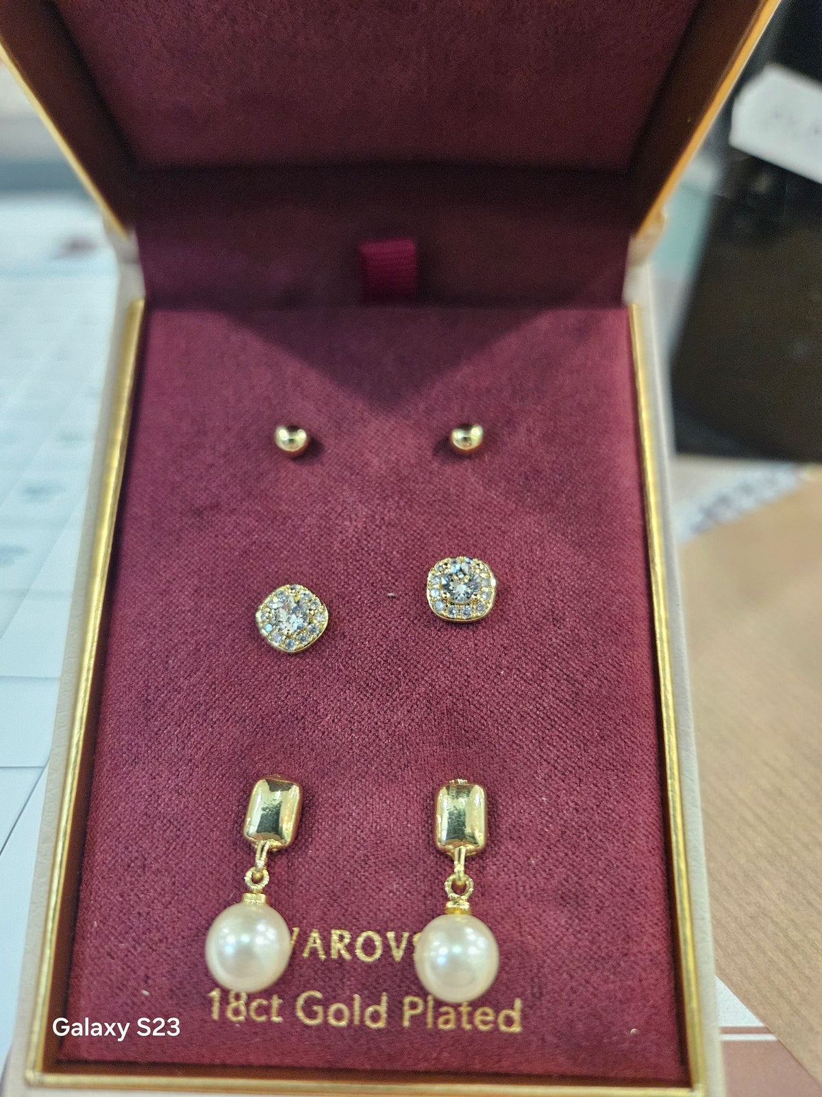 Pearl drop & Crystal stud 3 pack earrings set