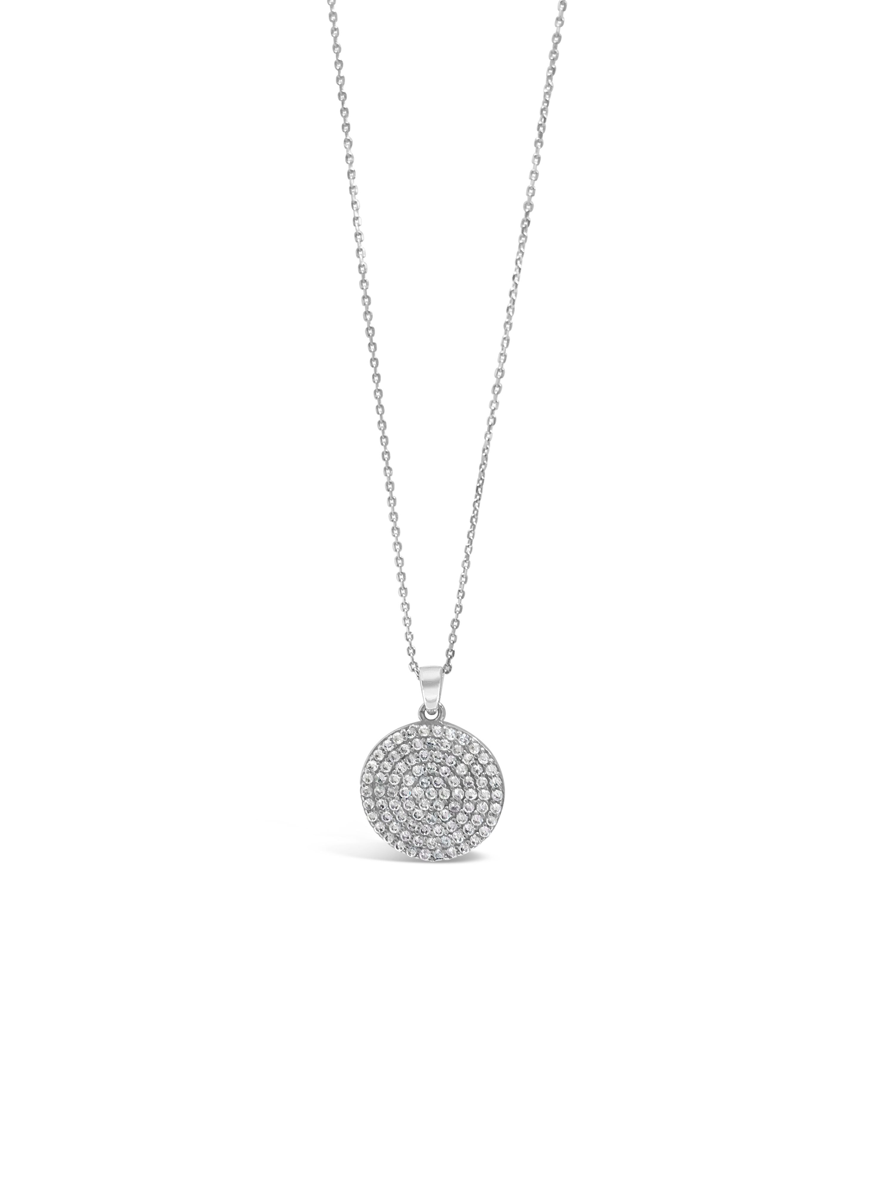 Absolute Kids Silver Disc Pave Pendant
