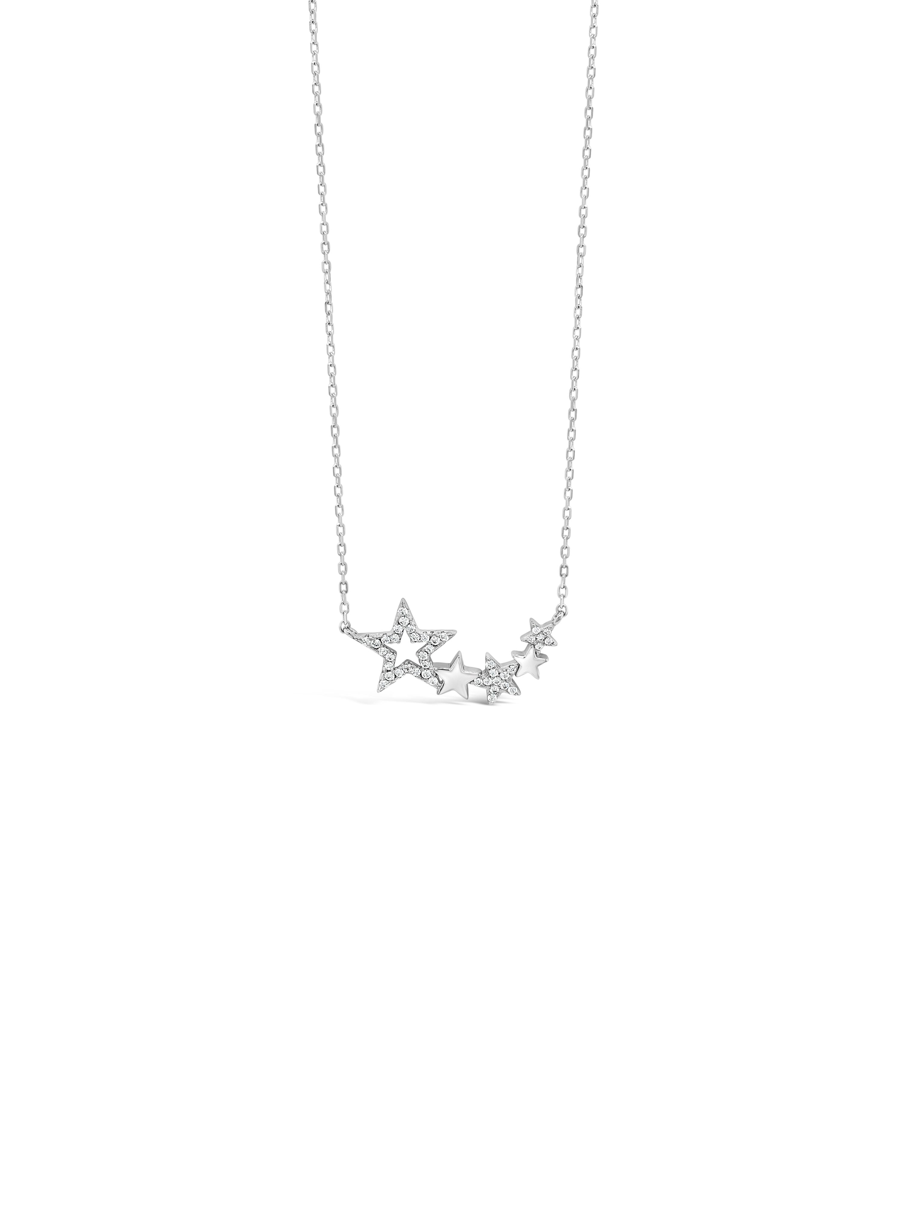 Silver 5 star necklace
