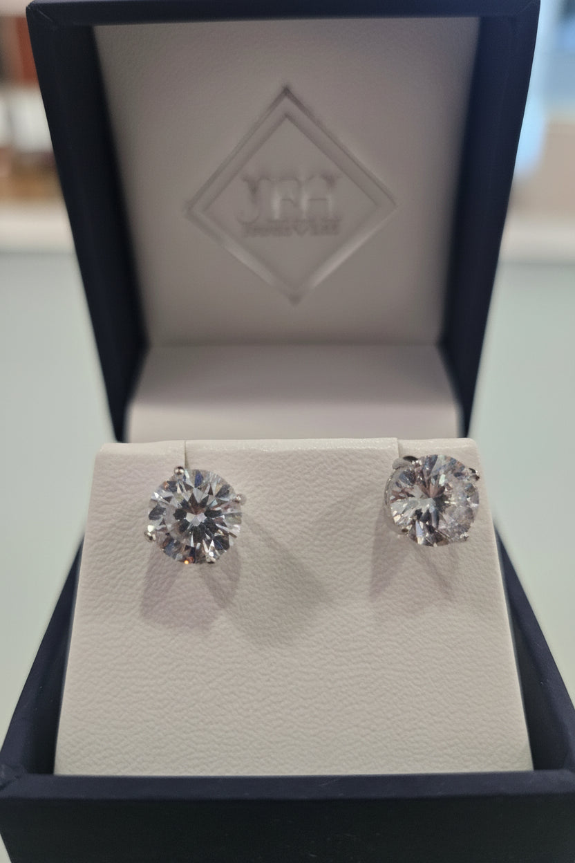 Sterling Silver 7mm Round Cubic Zirconia Stud Earrings