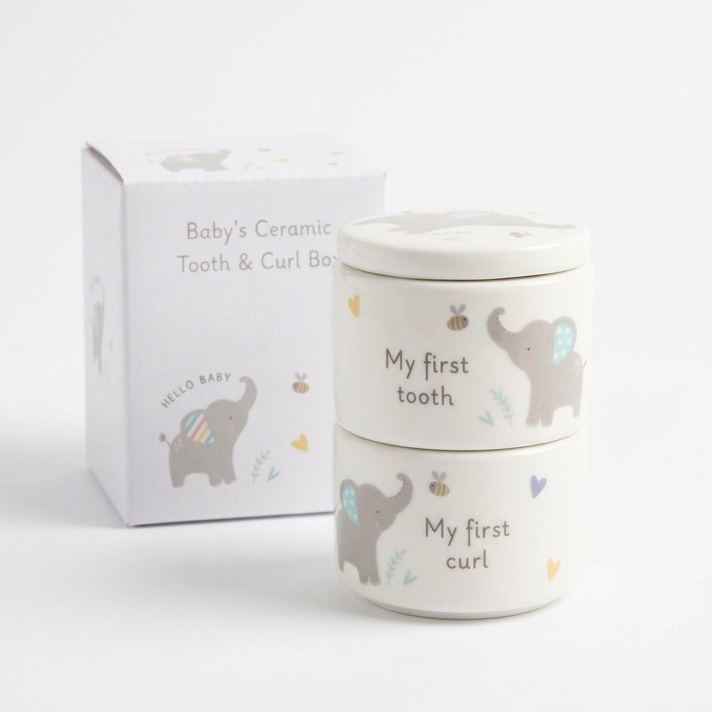Ceramic baby boy my first tooth & curl