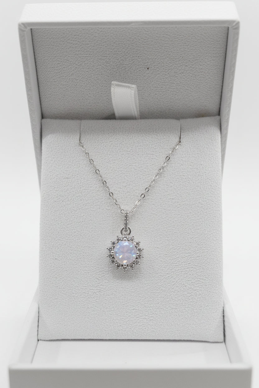Sterling silver pink stone pendant