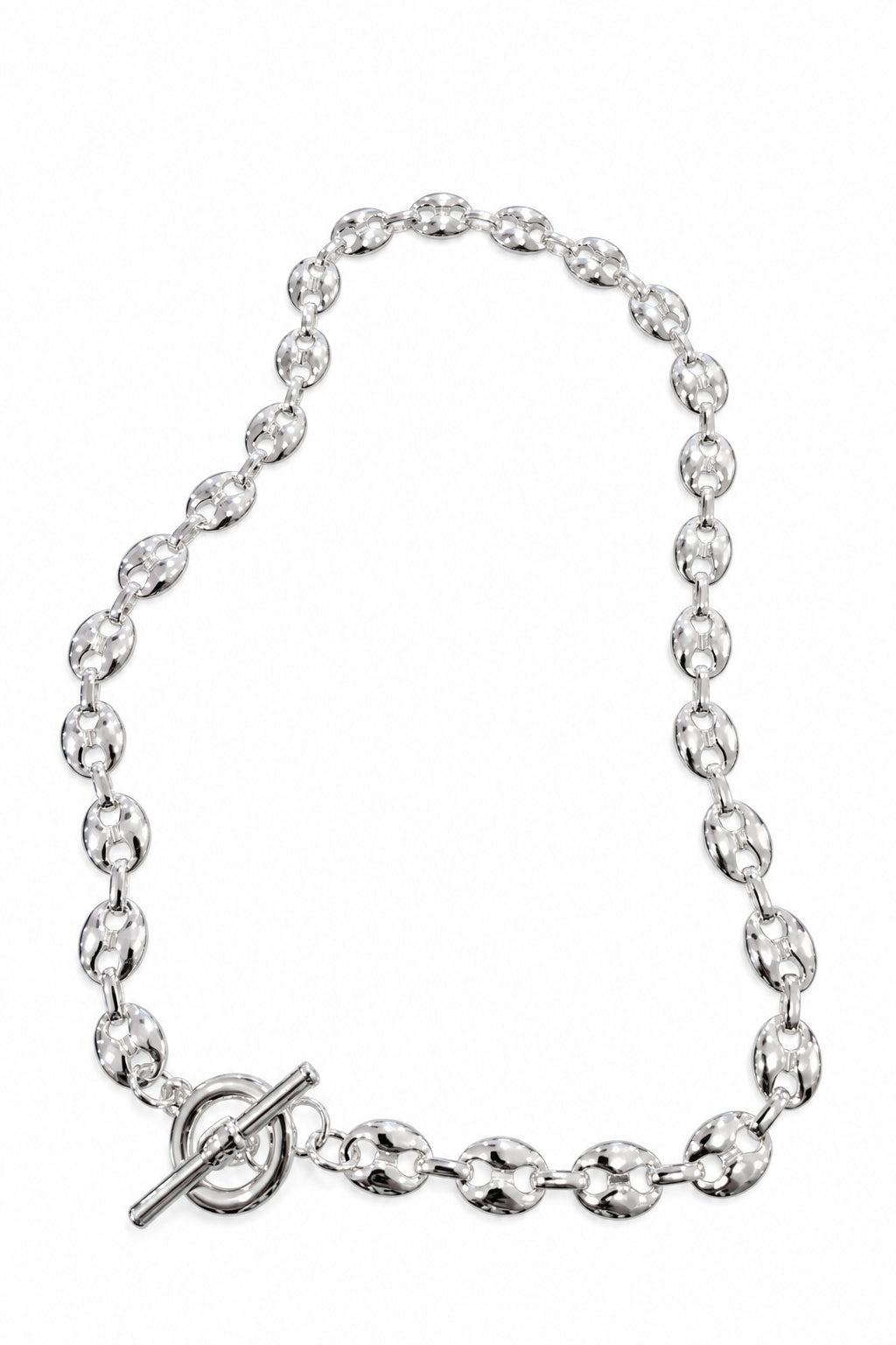 Silver Link T Bar Close Necklace